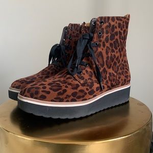 Leopard print combat boots